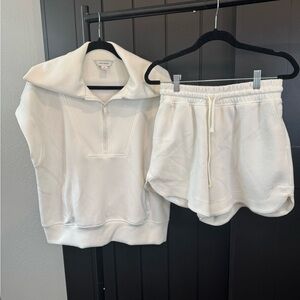Rae mode White Zip-Up top and Shorts Set